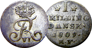 Denmark 1 Skilling 1808 to 1812