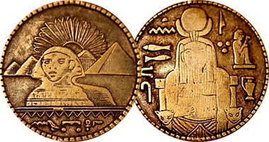 Egypt Magic Coin with Sphinx, Pyramids, and Pharaoh