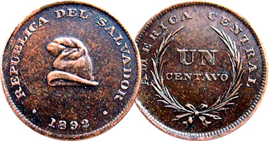 El Salvador 1 Centavo 1892 and 1893