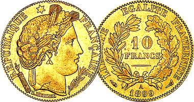 France 5 and 10 Francs 1878 to 1899