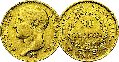 France 20 and 40 Francs 1806 to 1813