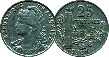 France 25 Centimes 1903 to 1905