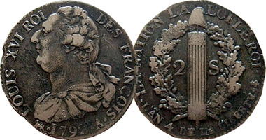 France 2 Sols 1791 to 1793