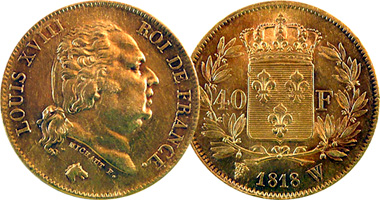 France 20 and 40 Francs 1814 to 1824