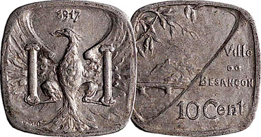 France Besancon 5 and 10 Centimes /Jeton / Notgeld 1917