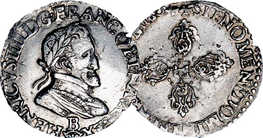 France 1/4 and 1/2 Francs of Henri IV 1589 to 1610