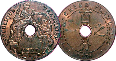 France Indo China 1 Cent 1896 to 1939