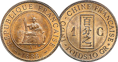 France (Indochina) Cent 1885 to 1894