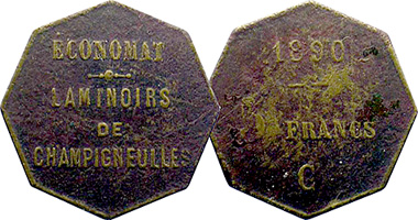 France French Commune Champigneulles 5 Francs 1890