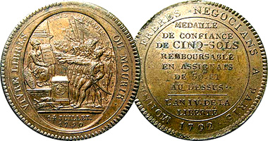 France Monneron (Constitution) 5 Sols 1792