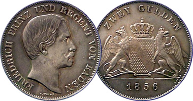Germany Baden 2 Gulden 1856
