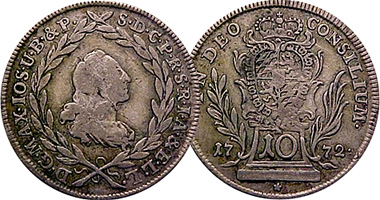Germany Bavaria 10 and 20 Kreuzer 1753 to 1777