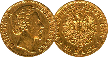 Germany Bavaria 10 and 20 Mark 1872 to 1881