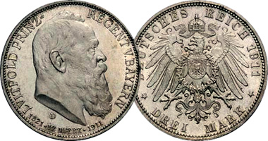 Germany Bavaria 2, 3, and 5 Mark 1911