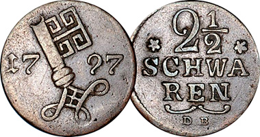Germany Bremen 1 and 2 1/2 Schwaren 1719 to 1866