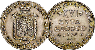 Germany Brunswick Wolfenbuttel 8 and 16 Gute Groschen 1780 to 1805