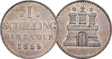 Germany Hamburg Schilling 1846 to 1855