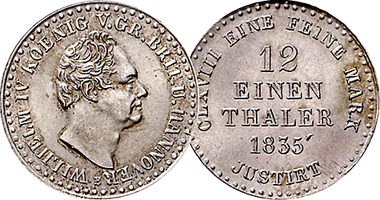 Germany Hannover 1/12 Thaler 1834 to 1837