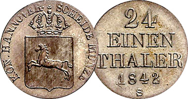 Germany Hannover 1/24th Thaler 1834 to 1846