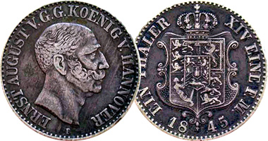 Germany Hannover 1/12, 1/6, 2/3, and 1 Thaler 1838 to 1849