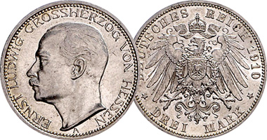 Germany Hesse Darmstadt 3 Mark 1910