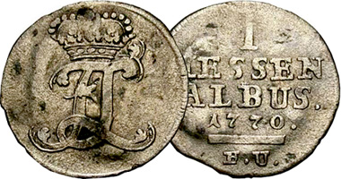 Germany Hesse Cassel 1 and 2 Albus 1768 to 1783