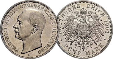 Germany Oldenburg 2 and 5 Mark 1900 and 1901