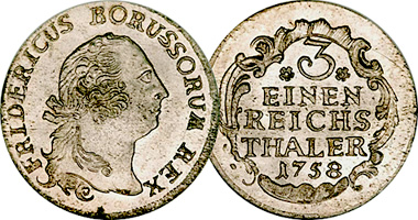Germany (Prussia) 1/3, 1/6, and 1/12 Thaler 1752 to 1786