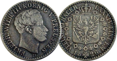 Germany Prussia 1/6 Thaler 1822 to 1840