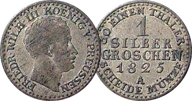 Germany Prussia 1/2, 1, and 2 1/2 Silber Groschen 1821 to 1873