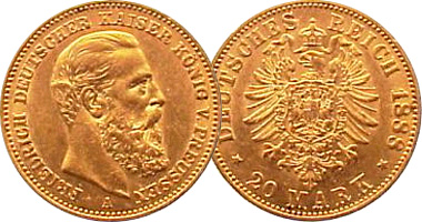 Germany Prussia 10 and 20 Mark 1888