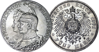 Germany Prussia 2 and 5 Marks 200 Years 1901