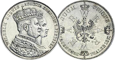 Germany (Prussia) Thaler with Whilhelm and Augusta 1861