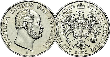 Germany Prussia Thaler and 2 Thaler 1861 to 1871