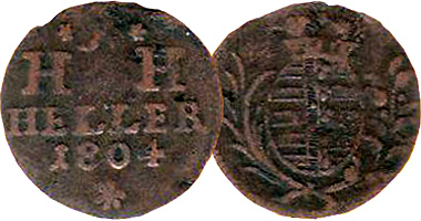 Germany Saxe Hildburghausen Heller 1804 to 1806