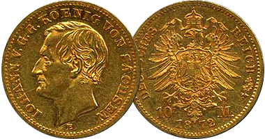 Germany Saxony 10 and 20 Marks 1872 and 1873