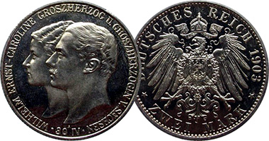 Germany Saxony 2 and 5 Mark 1903