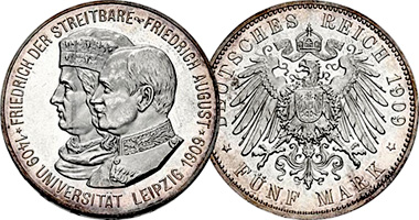 Germany Saxony 5 Mark 1909
