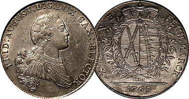 Germany Saxony 1/3, 2/3, and 1 Thaler 1764 to 1806