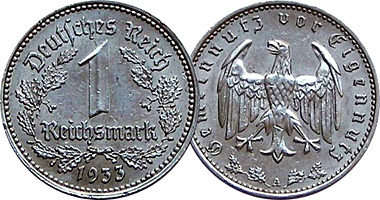 Germany 1 Reichsmark 1933 to 1939