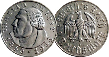Germany 2 and 5 Reichsmark (Luther) 1933