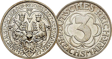 Germany Weimar Republic 3 Reichsmark 1927