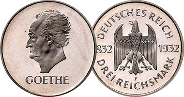 Germany 3 and 5 Mark (Goethe) 1932