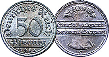 Germany 50 Pfennig 1919 to 1922
