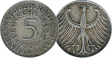 Germany 5 Mark 1951 to 1974