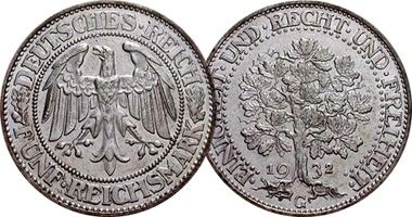 Germany 5 Reichsmark 1927 to 1933