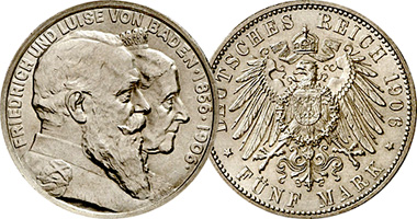 Germany (Baden) 2 and 5 Mark (Golden Anniversary) 1906