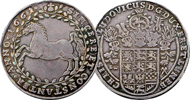Germany Brunswick-Luneburg 1/4, 1/2, and 1 Thaler 1649 to 1665