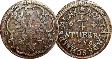 Germany 1/4 stuber Dortmund 1752 to 1760