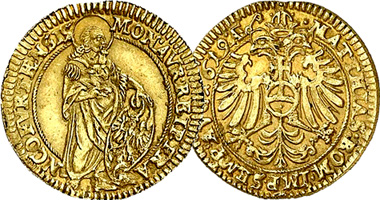 Germany (Frankfurt) Goldgulden (Matthias) 1618 and 1619